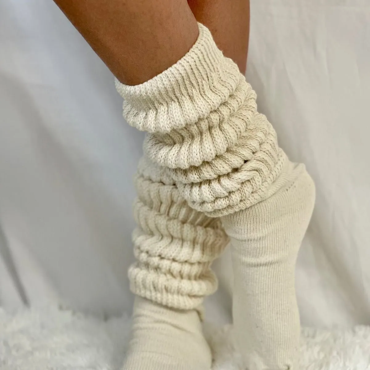 ULTIMATE  cotton  slouch socks 10-13 larger size - natural