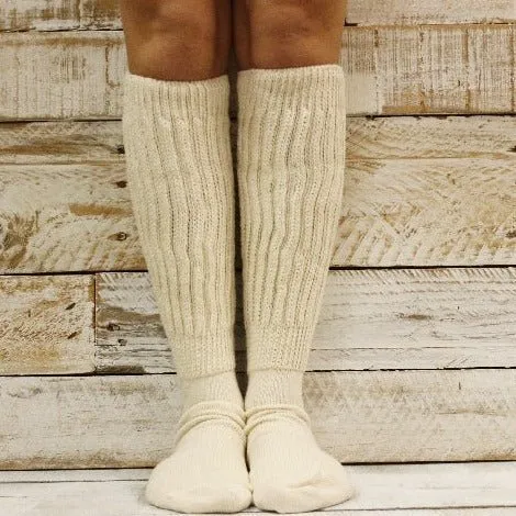 ULTIMATE  cotton  slouch socks 10-13 larger size - natural