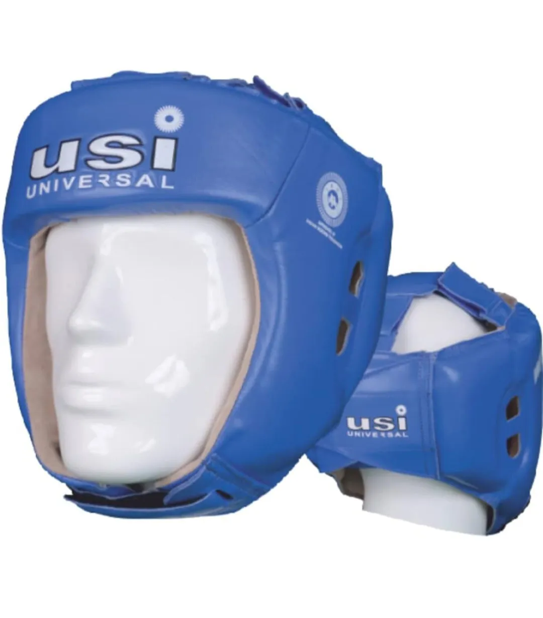 USI UNIVERSAL THE UNBEATABLE Boxing Headguard, 615CG Amateur Contest Headguard, Hide Leather, Multiple Layers of Padding for Greater Shock Absorbing Adjustable Web Closure & Strap (BLUE)