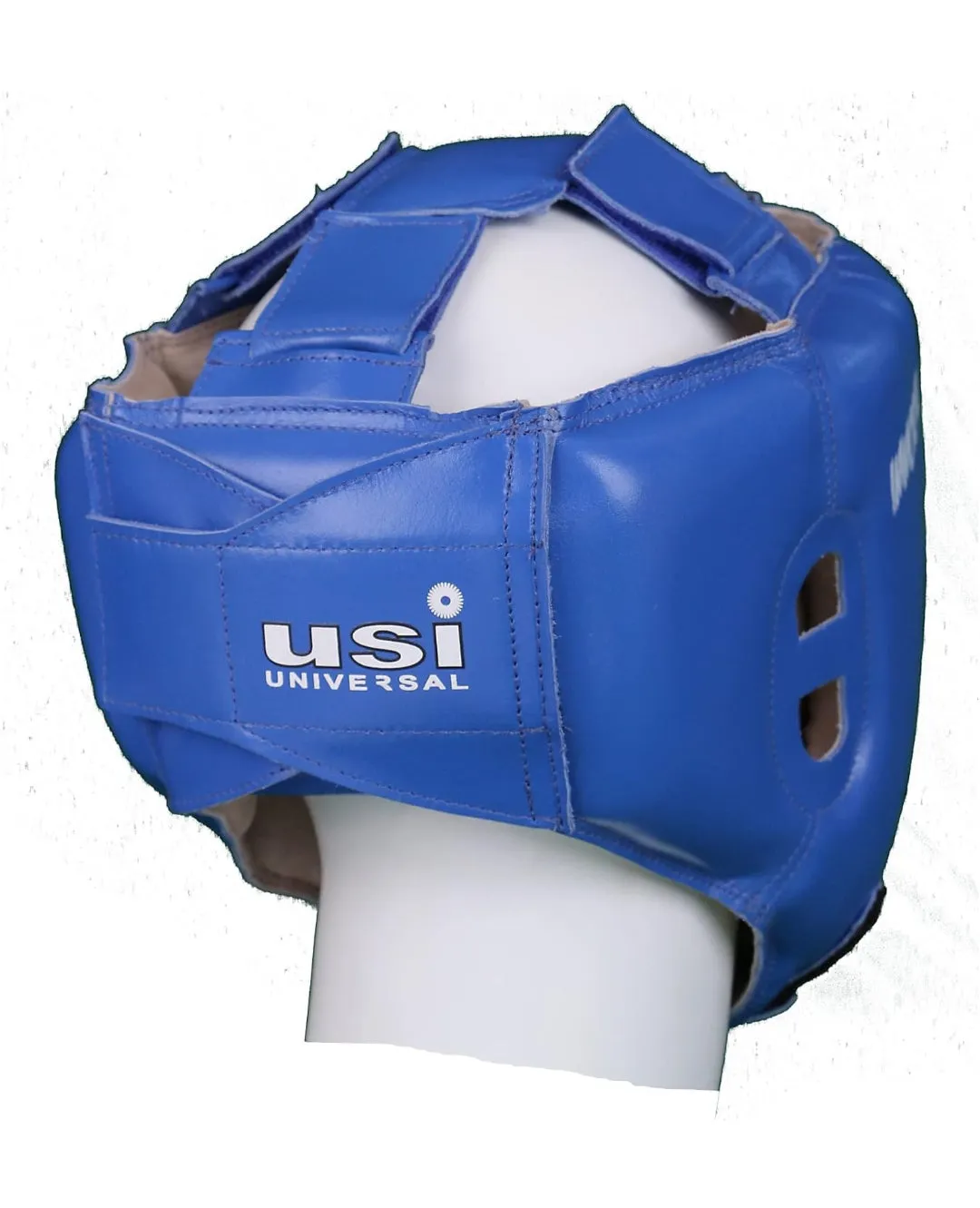 USI UNIVERSAL THE UNBEATABLE Boxing Headguard, 615CG Amateur Contest Headguard, Hide Leather, Multiple Layers of Padding for Greater Shock Absorbing Adjustable Web Closure & Strap (BLUE)