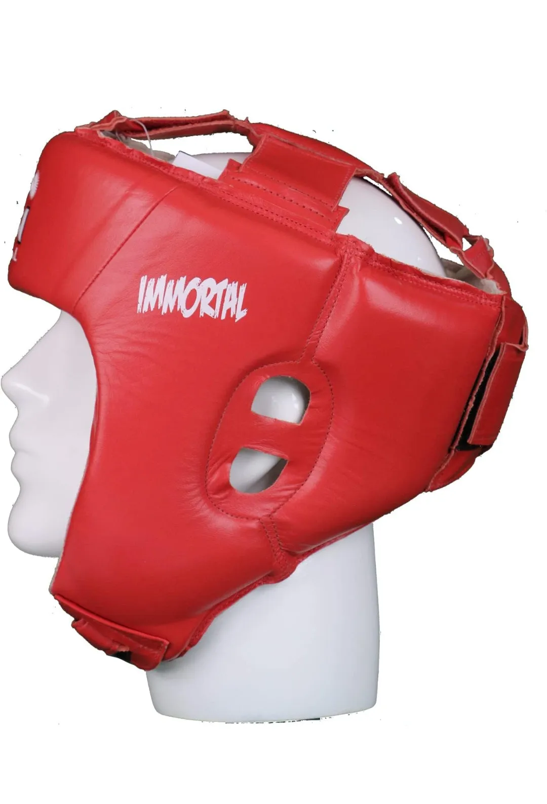 USI UNIVERSAL THE UNBEATABLE Boxing Headguard, 615CG Amateur Contest Headguard, Hide Leather, Multiple Layers of Padding for Greater Shock Absorbing Adjustable Web Closure & Strap(RED)