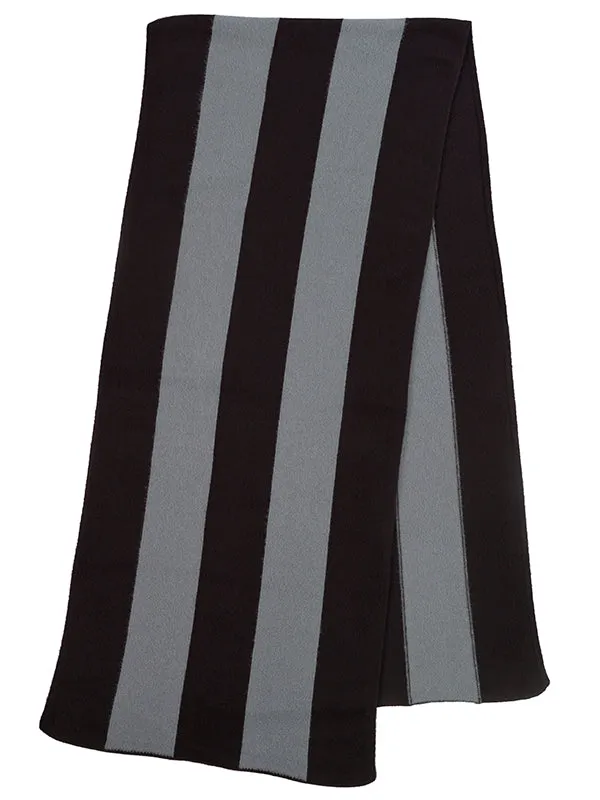 Vertical Stripe Brushed Blanket scarf Black  &  Oatmeal