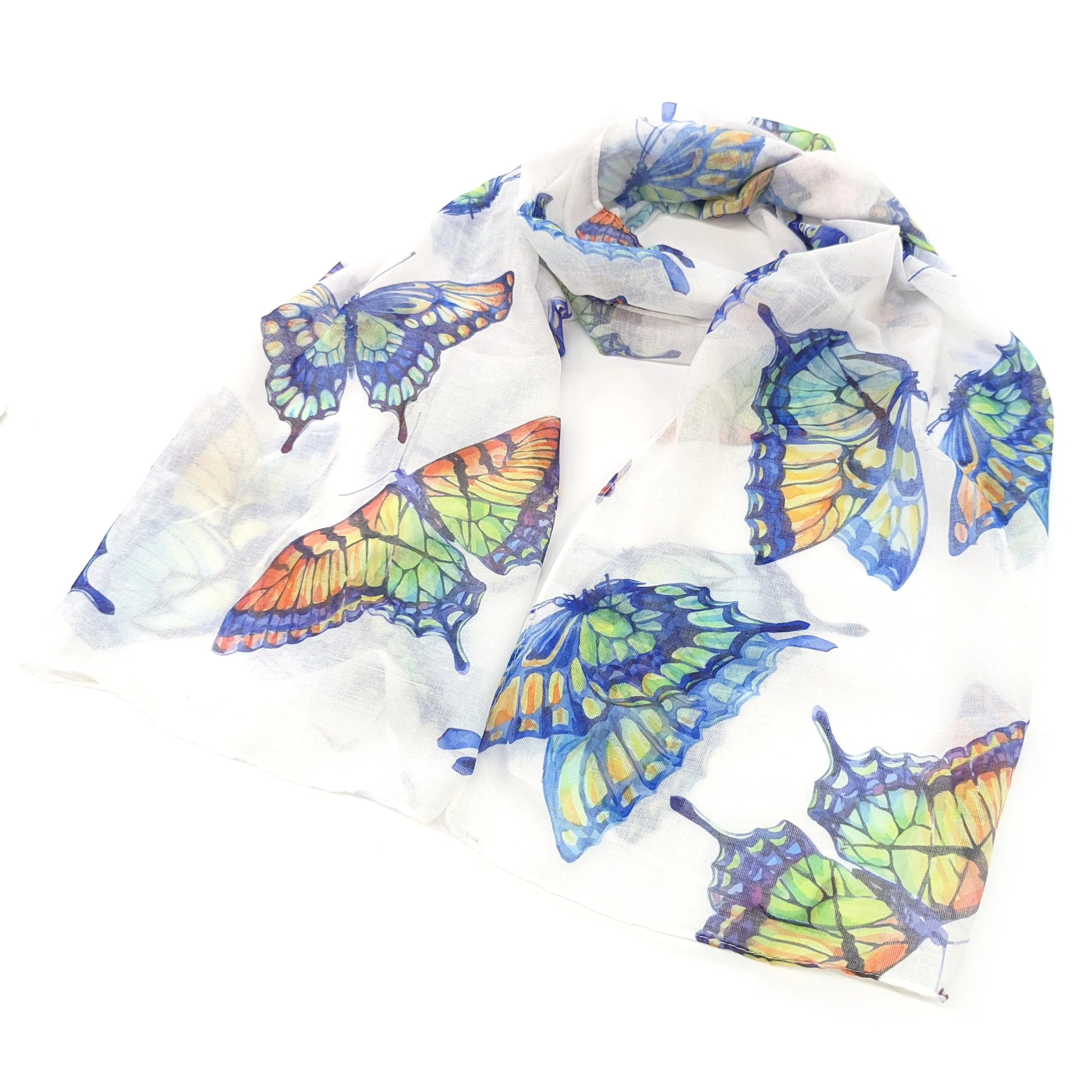 Vibrant Multicoloured Butterfly Scarf - Perfect Accessory for Women