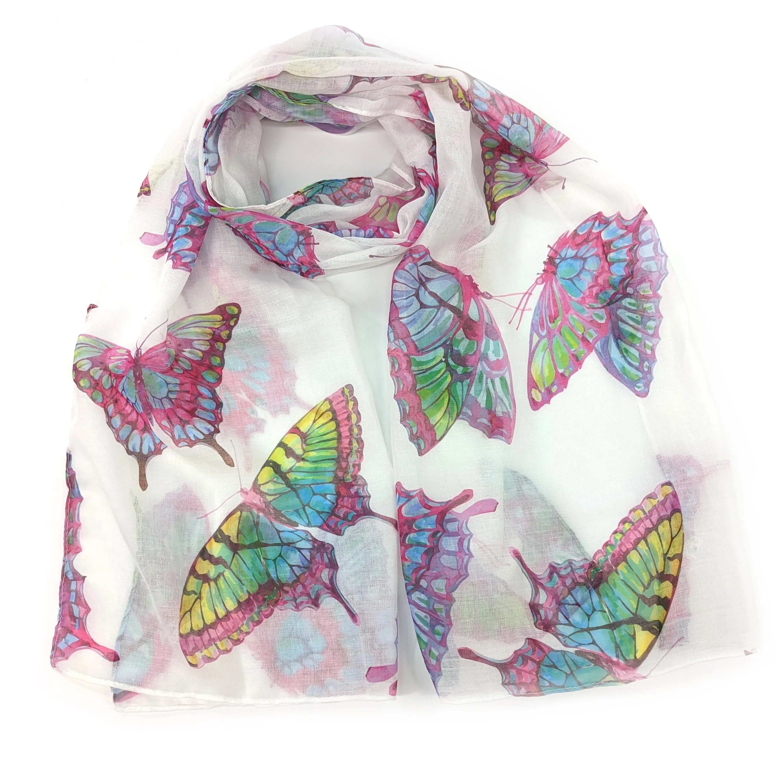 Vibrant Multicoloured Butterfly Scarf - Perfect Accessory for Women