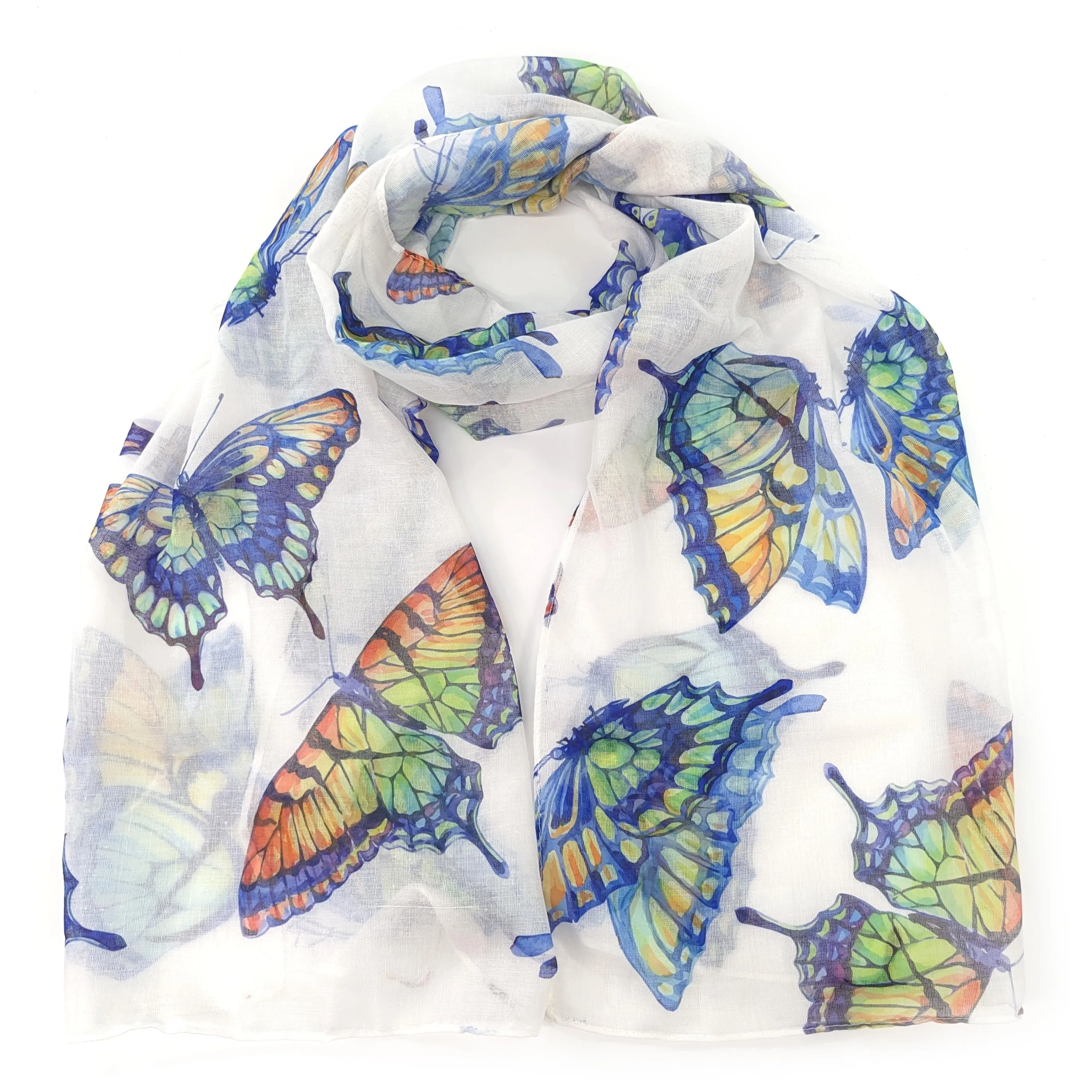 Vibrant Multicoloured Butterfly Scarf - Perfect Accessory for Women