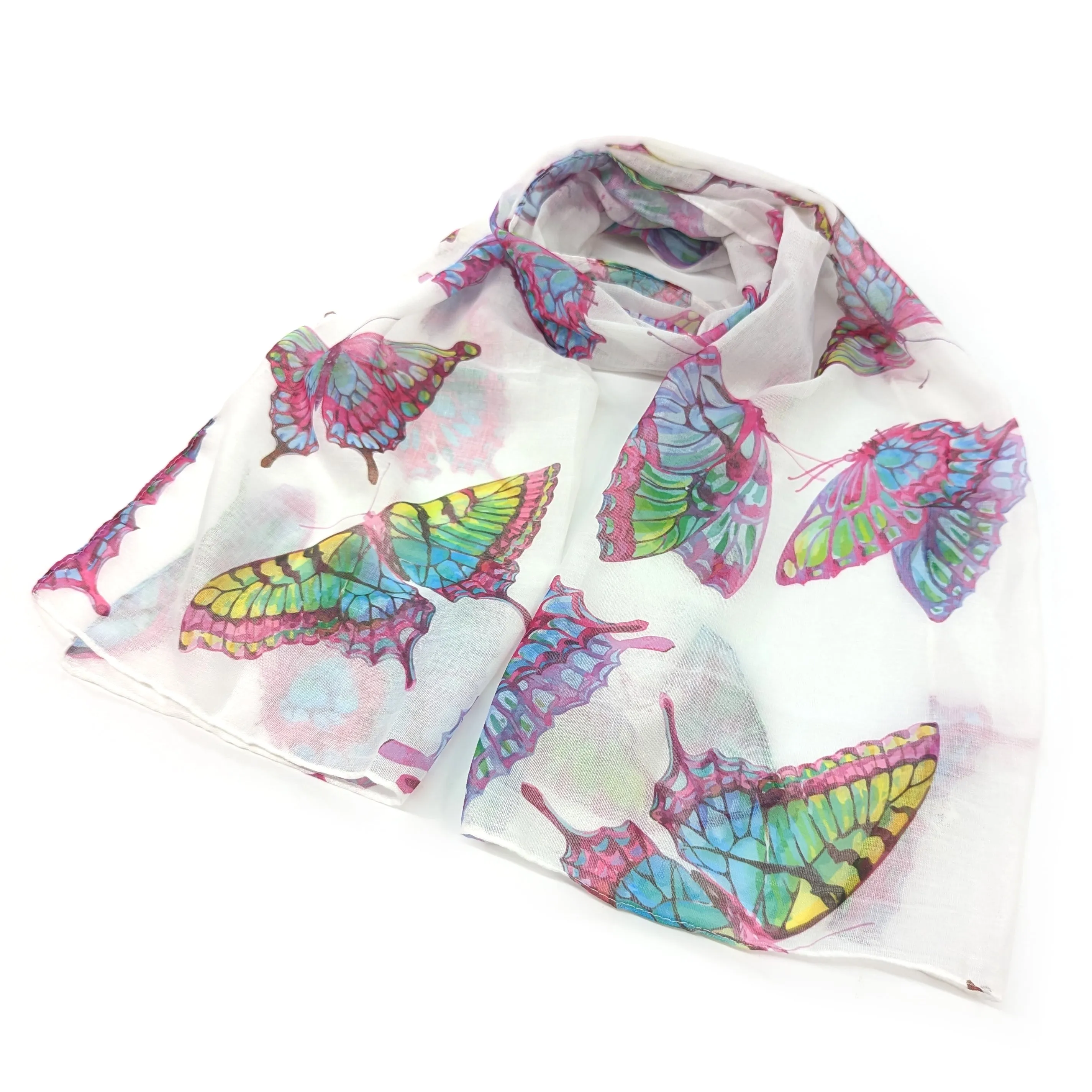 Vibrant Multicoloured Butterfly Scarf - Perfect Accessory for Women