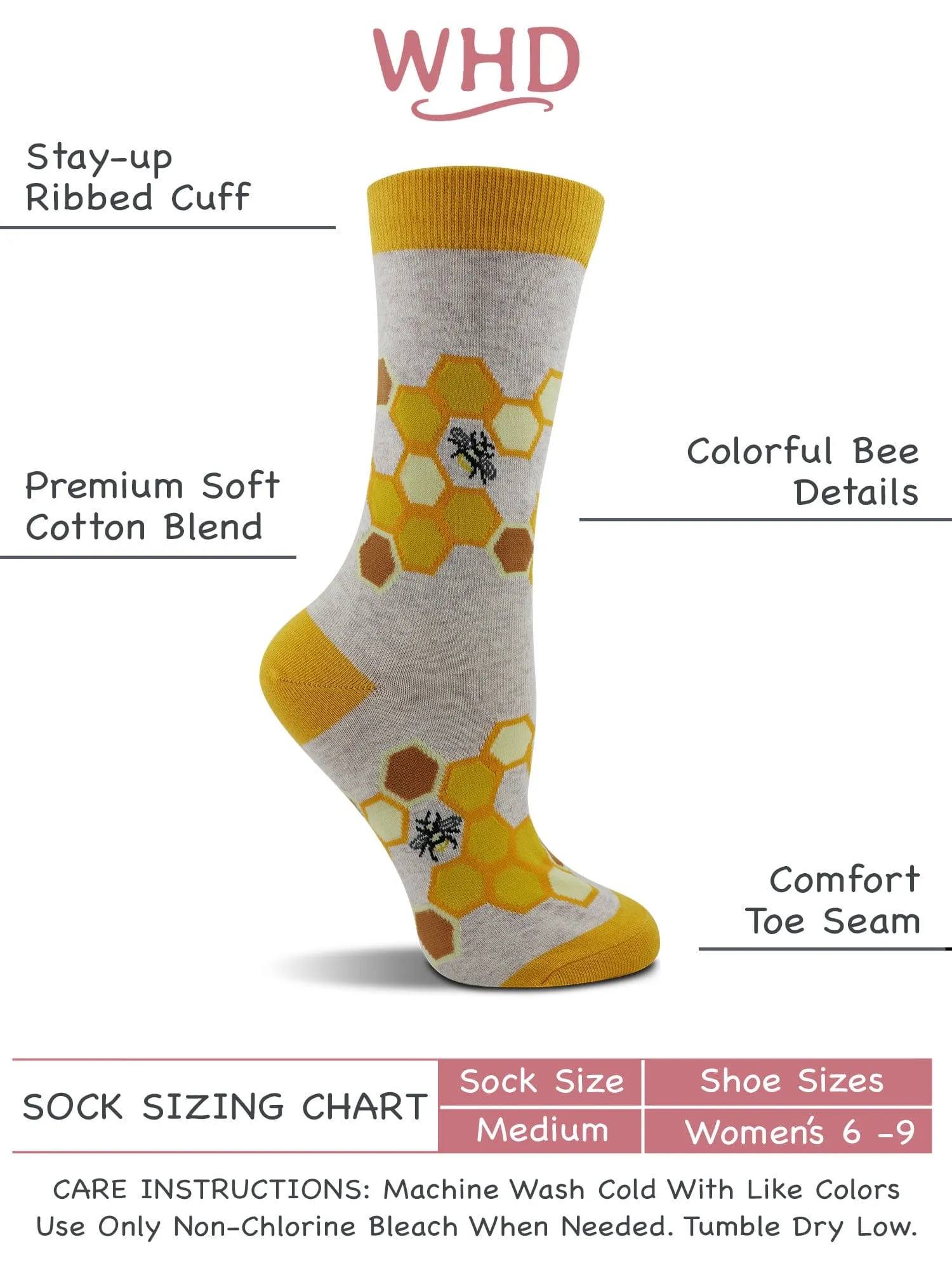 WHD Bee Socks 2-Pack or 1-Pack