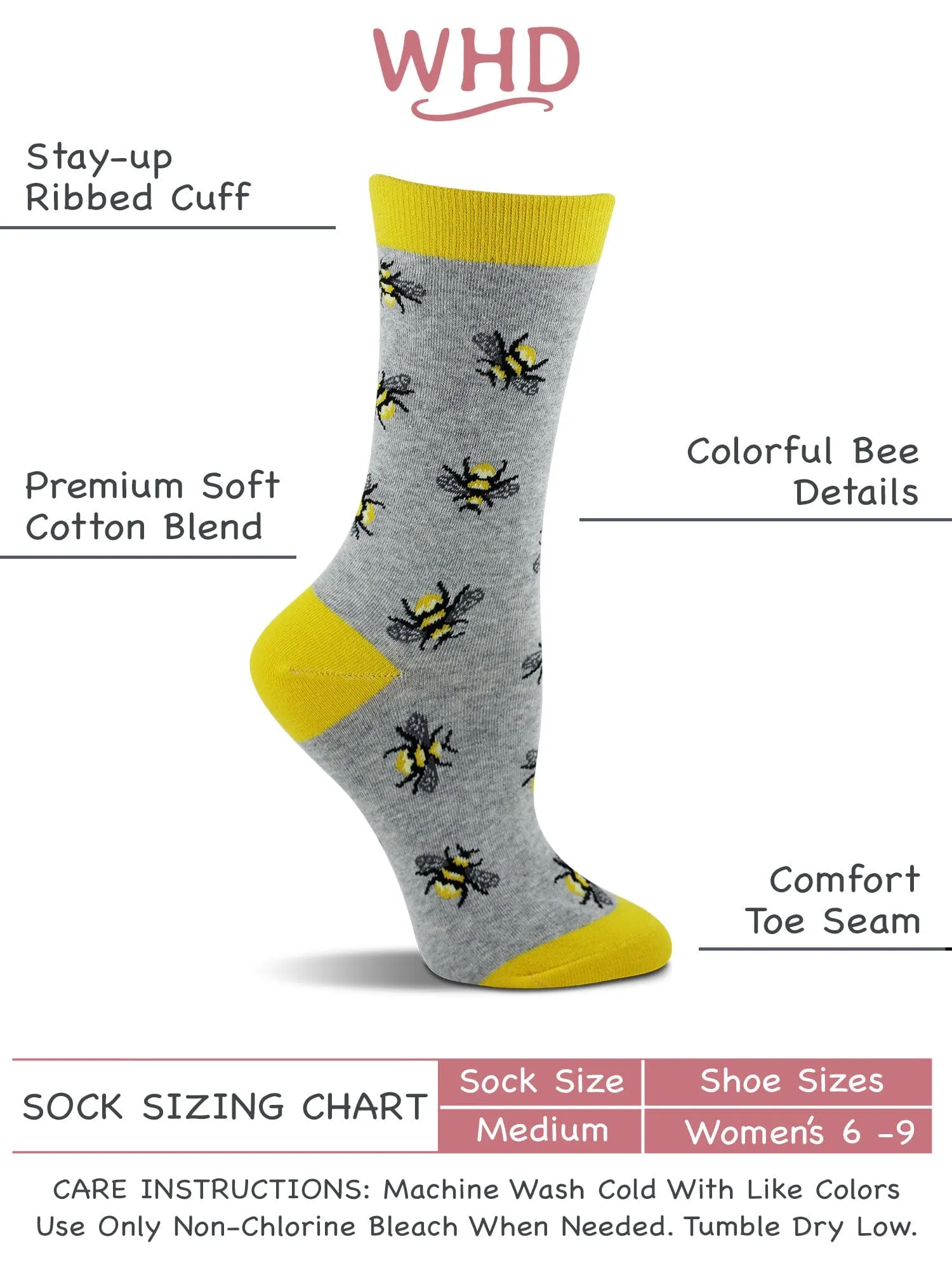 WHD Bee Socks 2-Pack or 1-Pack