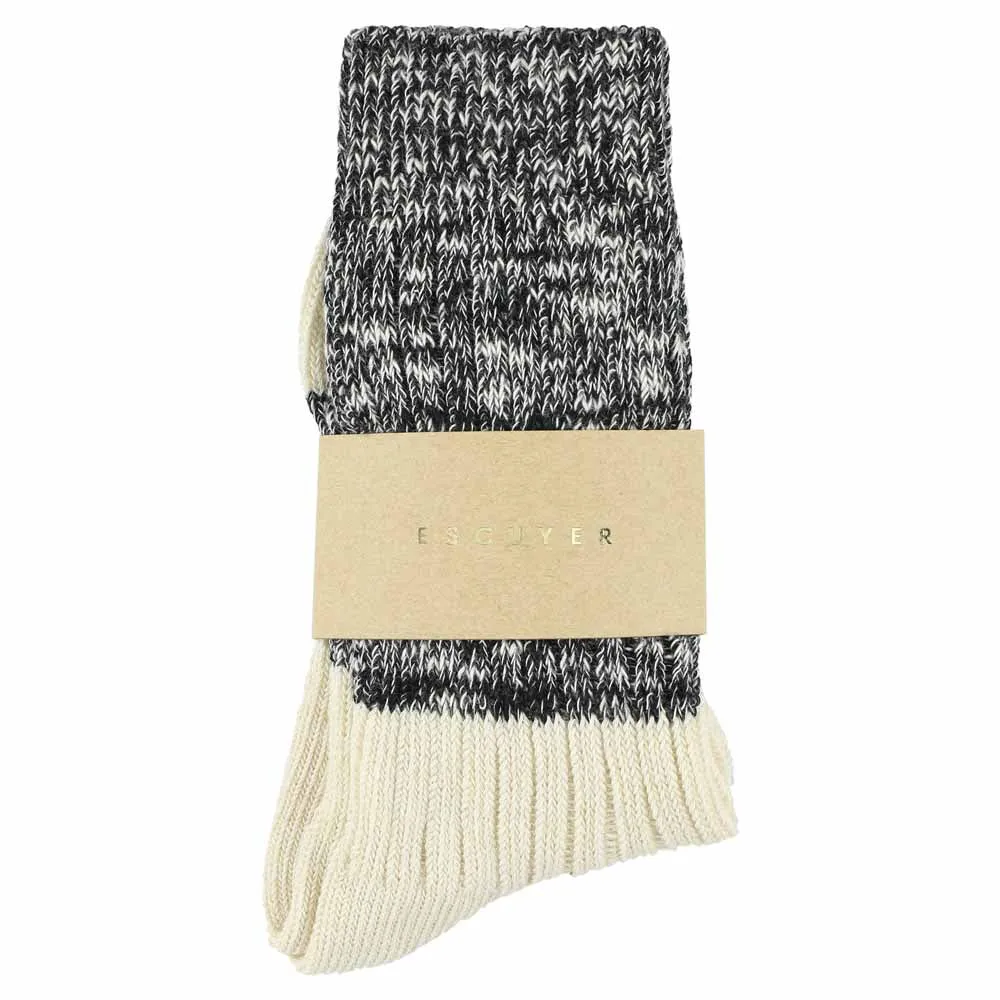 Women Melange Block Socks Black / Ecru