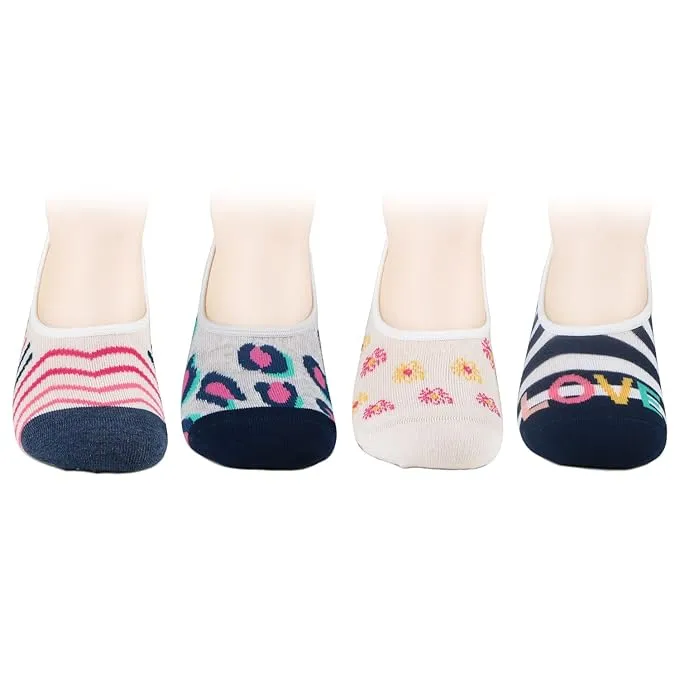 Women's  Cotton Fashion Loafer  Socks with cute prints  - Pack Of 4