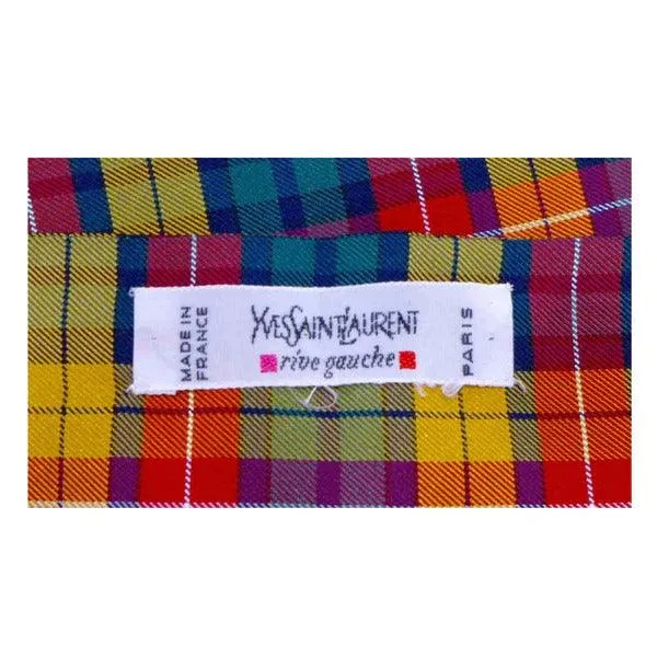 YVES SAINT LAURENT Rive Gauche Tartan Scarf